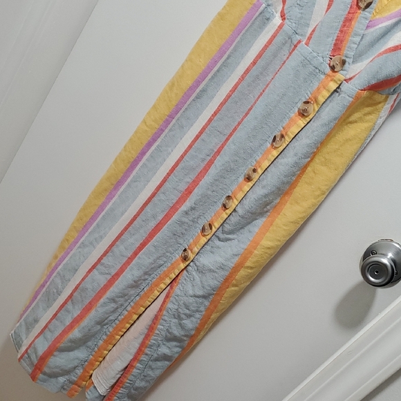 Striped Yellow and Blue Midi Dress - Picture 4 of 16